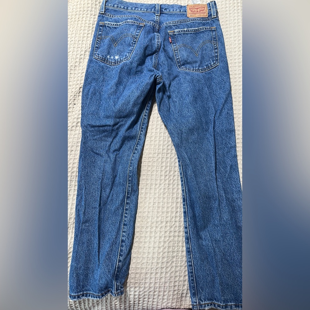 Levi's Blue Distressed Ankle Jeans - Picture 2 of 2